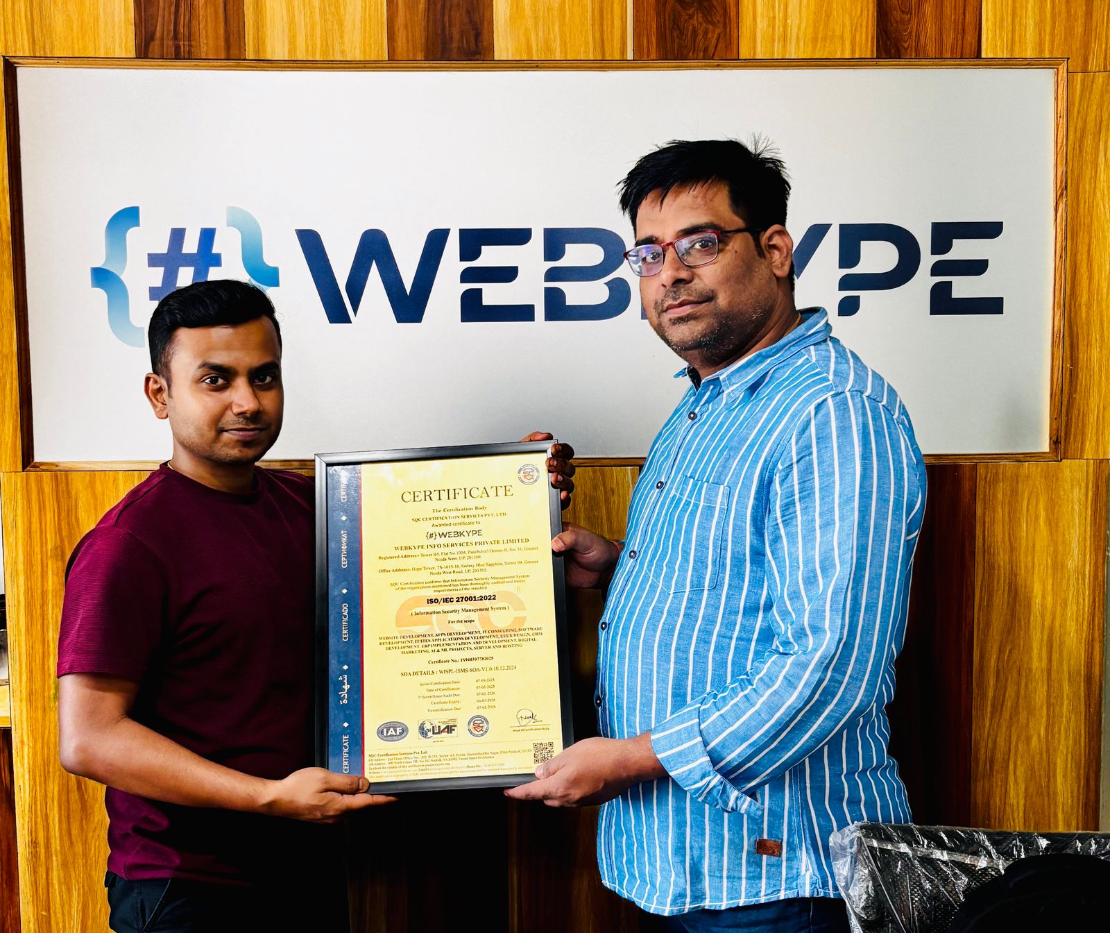 Your Data is Safe With Webkype; ISO/IEC 27001:2022 & ISO 9001:2015 Certified! 🎉